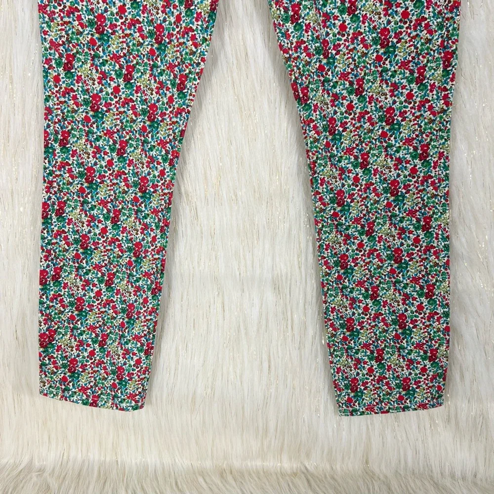 J.Crew Womens Toothpick Ankle Jeans Green Red Floral Pockets Denim 28 New